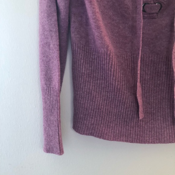 Qi Cashmere Sweater Lace Up Front 100% Cashmere Berry Mousse (Purple-Pink) M EUC - Picture 11 of 14